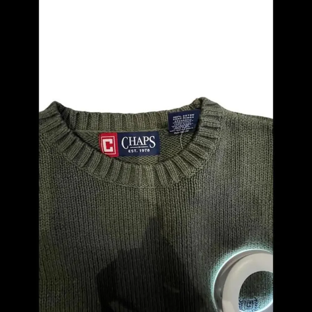 Chaps Men's Cotton Crewneck Sweater - Olive Green - Size S - NWT